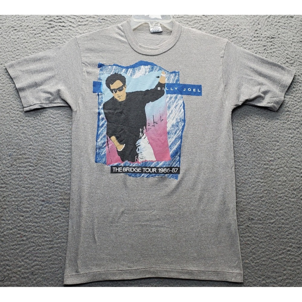 Vtg 1986 Signal Billy Joel Bridge Tour T-Shirt Unisex Large Gray Single Stitch